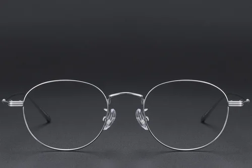 Lunettes ovales en titane argenté #BS1913-0575