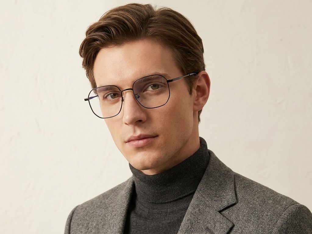 Geometric Black Titanium Glasses #BS1913-0578