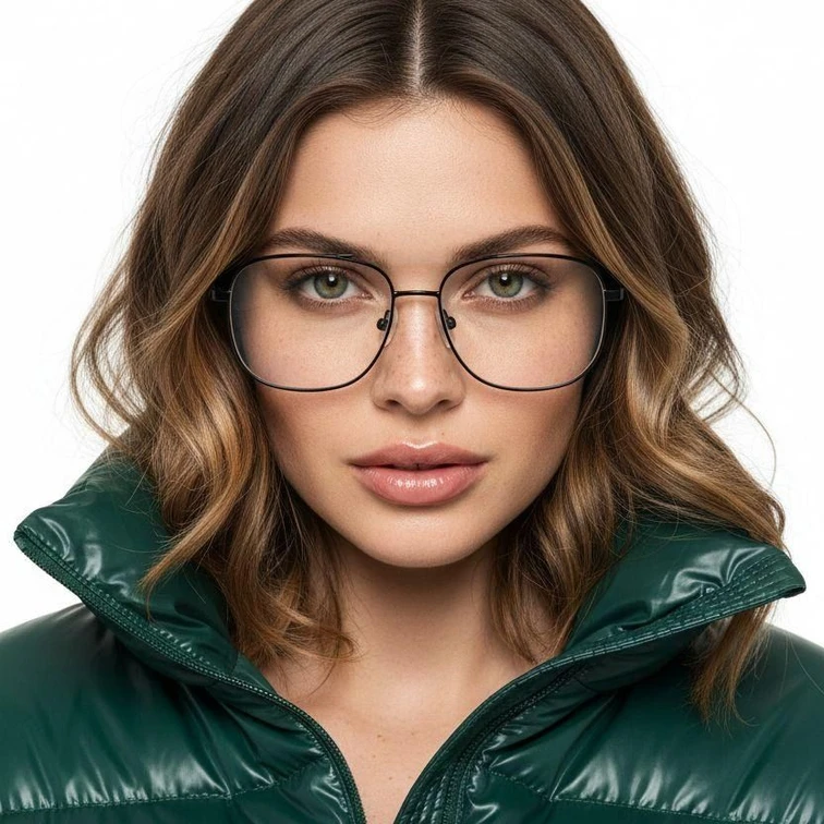 Gafas geométricas de titanio negro #BS1913-0578