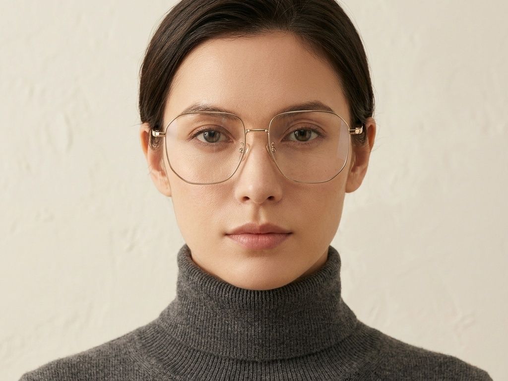 Gafas geométricas de titanio dorado #BS1913-0579