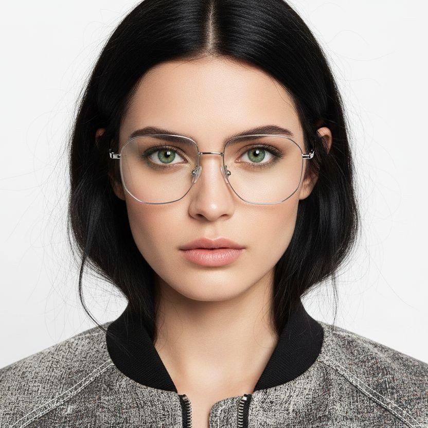 Geometric Silver Titanium Glasses #BS1913-0580