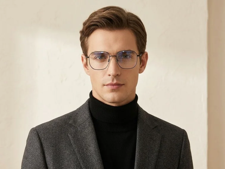 Geometric Grey Titanium Glasses #BS1913-0581