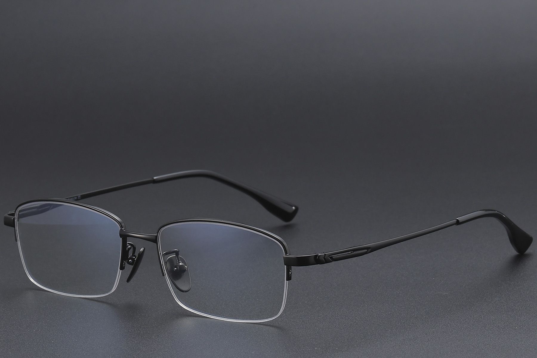 Semi-rimless Black Titanium Glasses #BS1913-0582