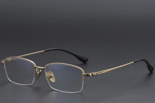 Lunettes semi-cerclées en titane doré #BS1913-0583