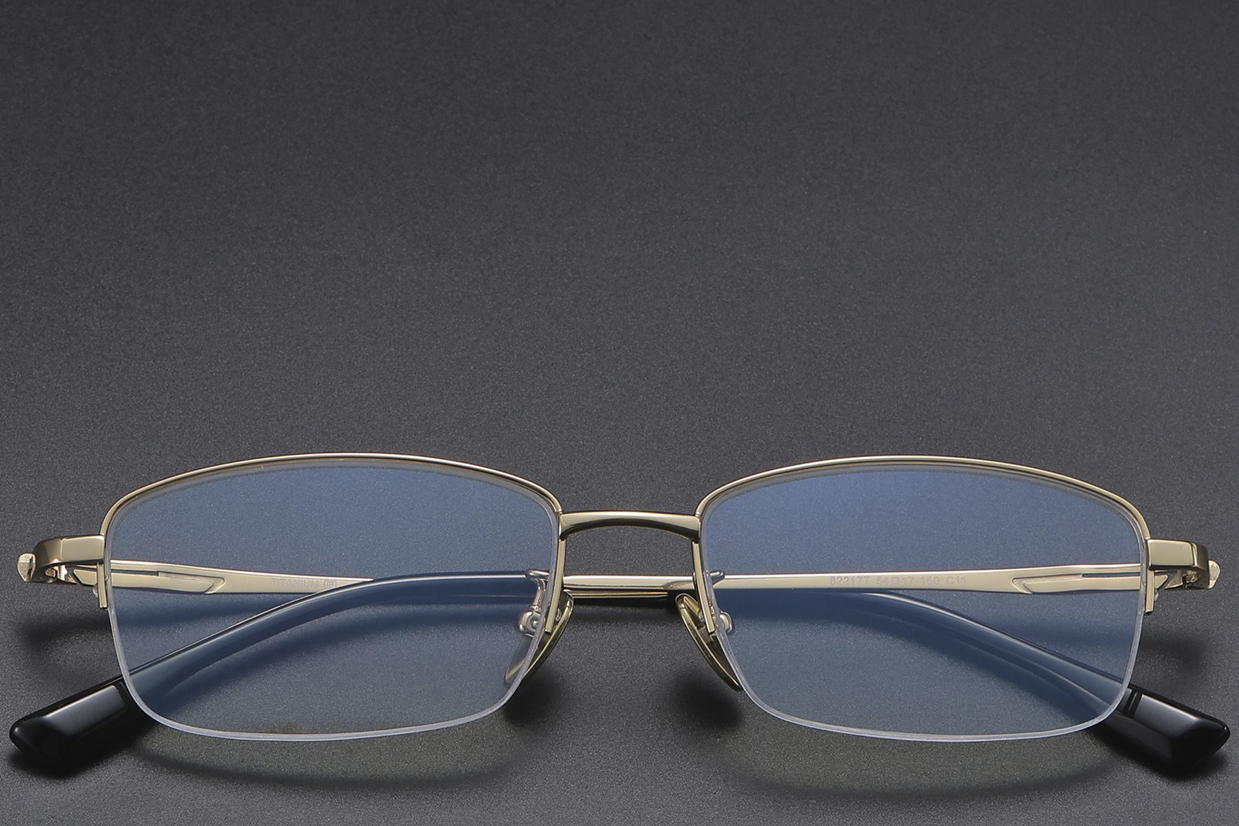 Lunettes semi-cerclées en titane doré #BS1913-0583