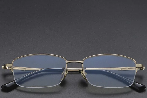 Lunettes semi-cerclées en titane doré #BS1913-0583