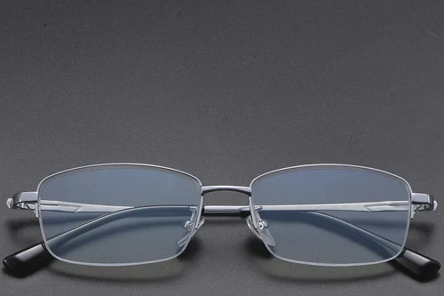 Lunettes semi-cerclées en titane argenté #BS1913-0584