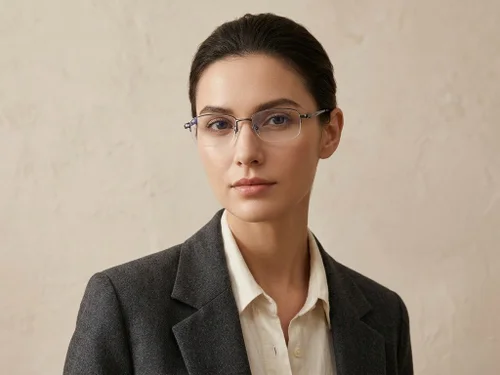 Lunettes semi-cerclées en titane gris #BS1913-0585