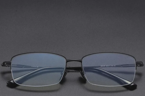 Lunettes semi-cerclées en titane noir #BS1913-0586