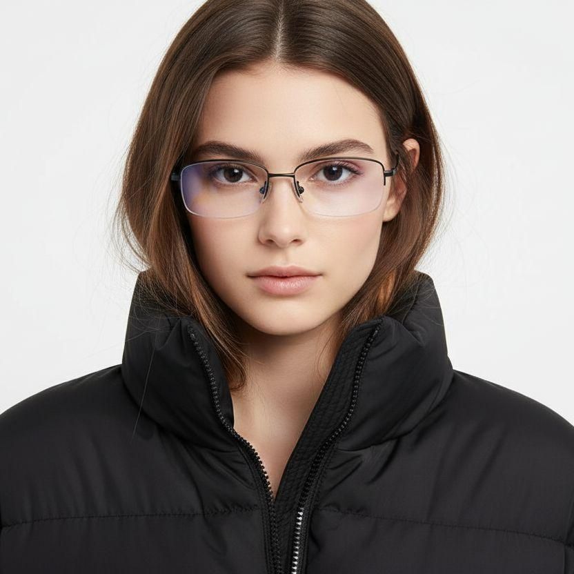 Occhiali semi-senza montatura in titanio nero #BS1913-0586