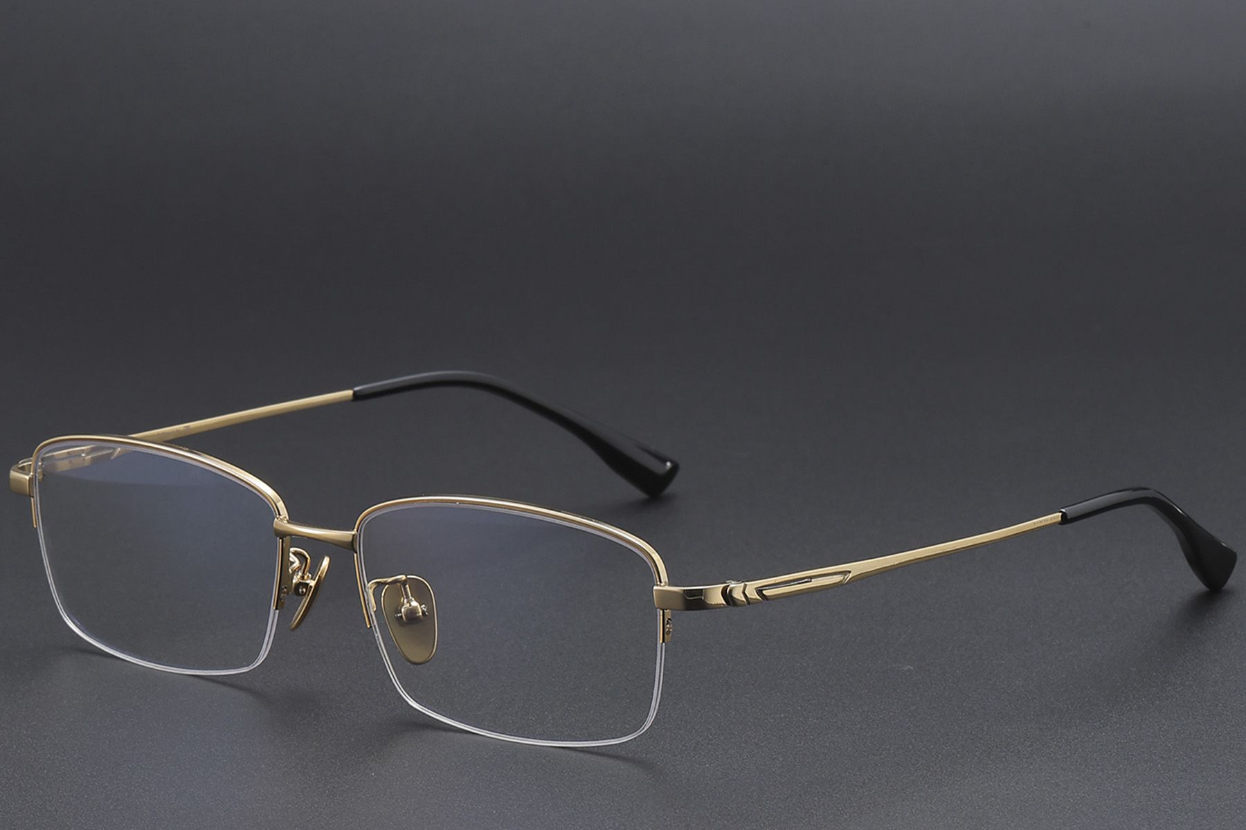 Lunettes semi-cerclées en titane doré #BS1913-0587