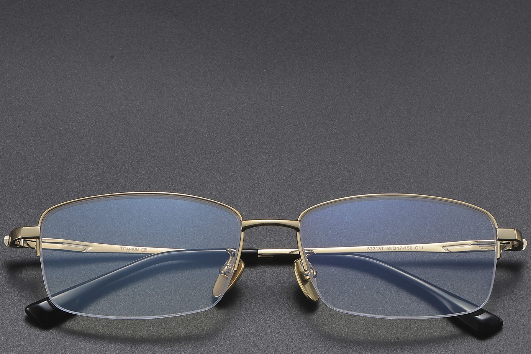 Lunettes semi-cerclées en titane doré #BS1913-0587