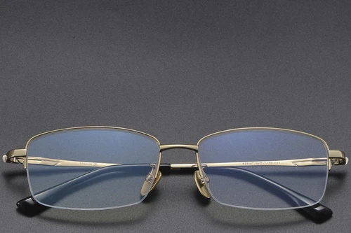 Lunettes semi-cerclées en titane doré #BS1913-0587