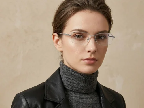 Lunettes semi-cerclées en titane argenté #BS1913-0588