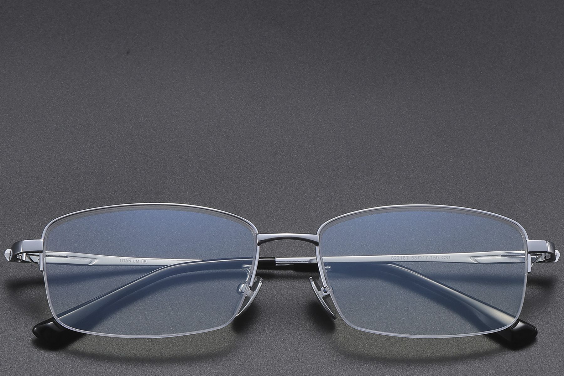 Semi-rimless Silver Titanium Glasses #BS1913-0588