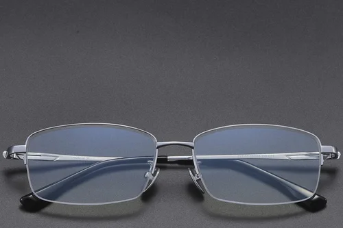 Lunettes semi-cerclées en titane argenté #BS1913-0588