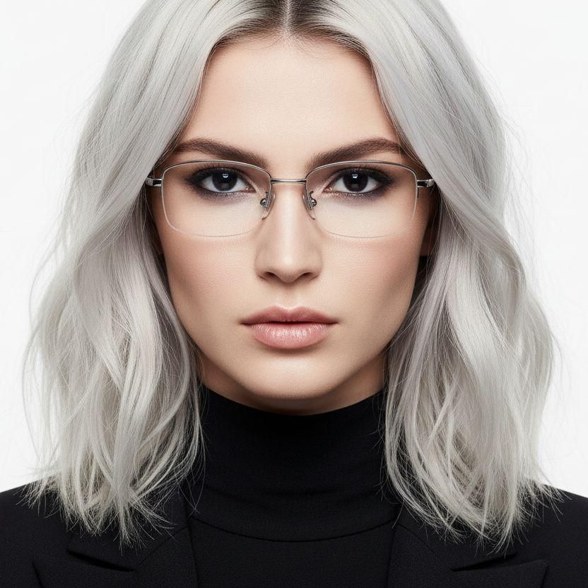 Semi-rimless Silver Titanium Glasses #BS1913-0588