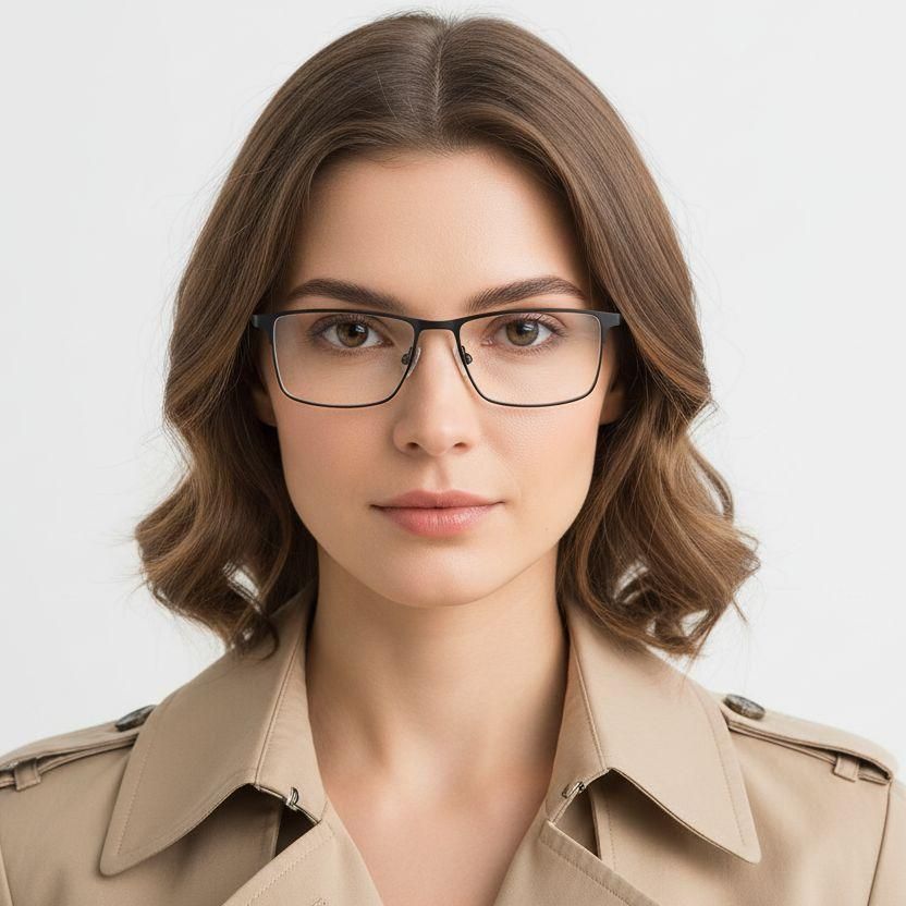 Semi-rimless Black Titanium Glasses #BS1913-0590
