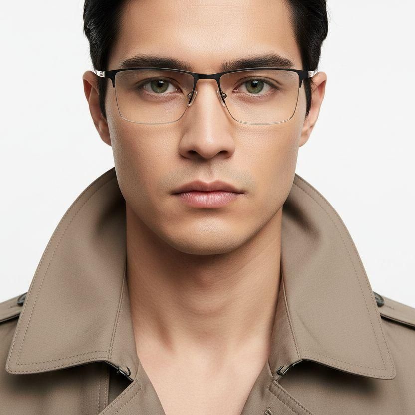 Semi-rimless Golden Titanium Glasses #BS1913-0591