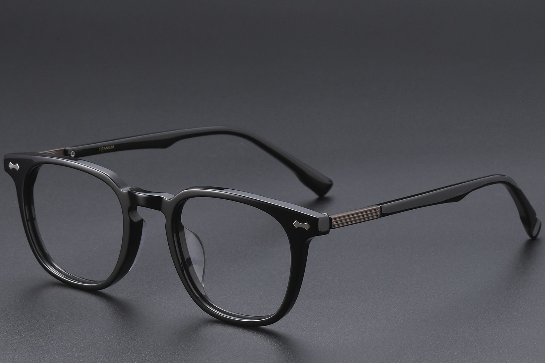 Rectangular Black Acetate Glasses #BS1913-0597