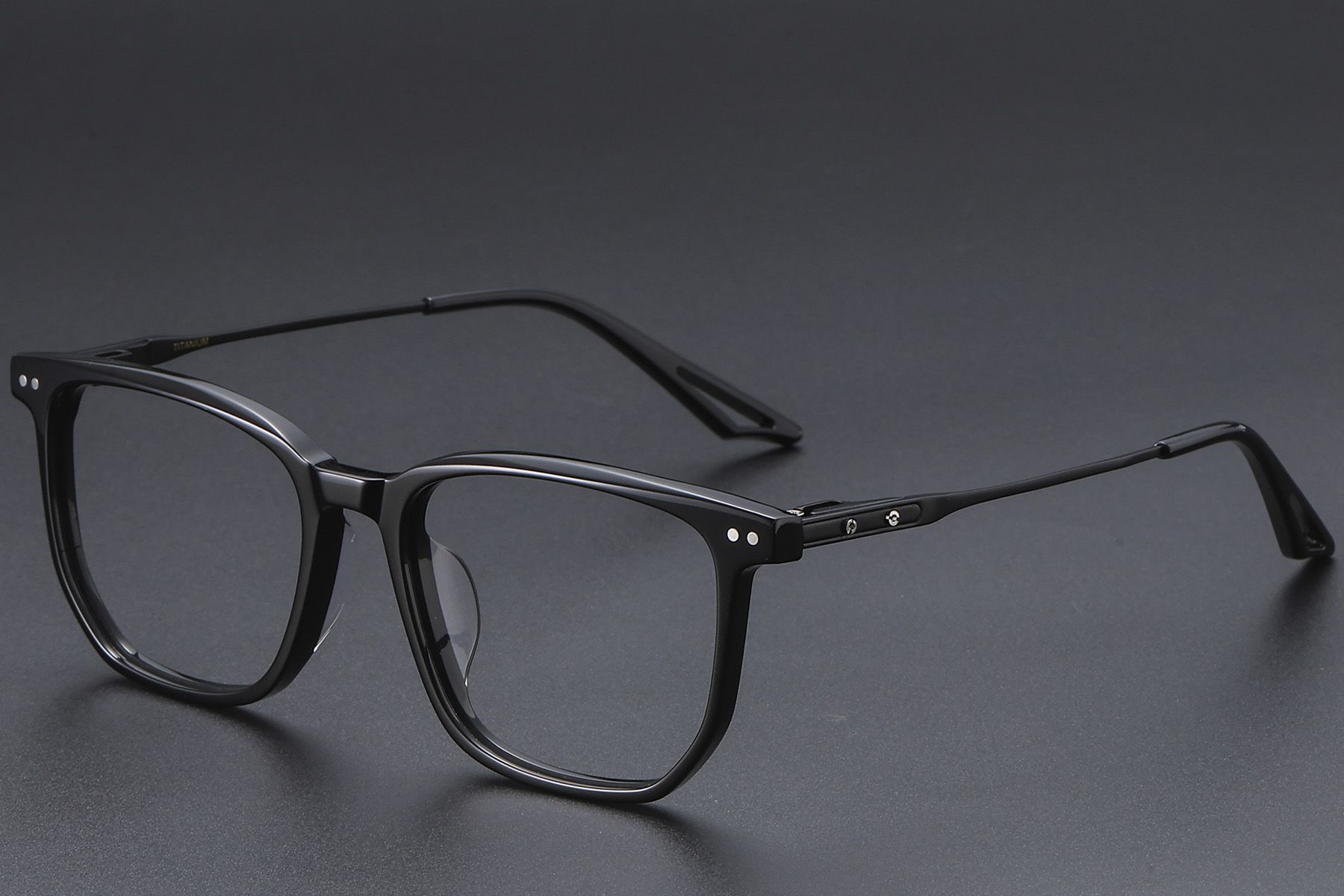 Rectangular Black Acetate Glasses #BS1913-0598