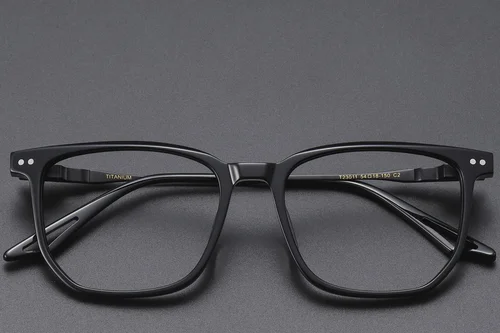 Lunettes rectangulaires en acétate noir #BS1913-0598