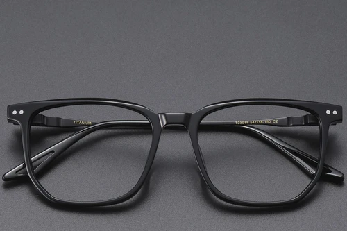 Rectangular Black Acetate Glasses #BS1913-0598