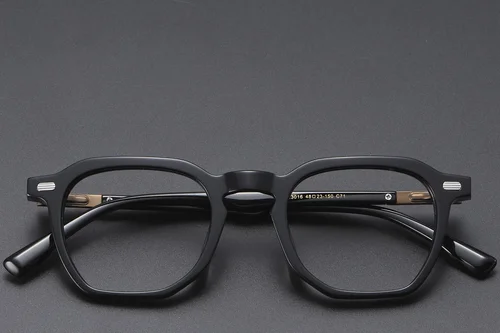 Lunettes rectangulaires en acétate noir #BS1913-0604