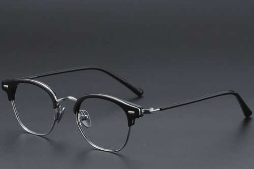 Lunettes semi-cerclées en métal noir #BS1913-0609