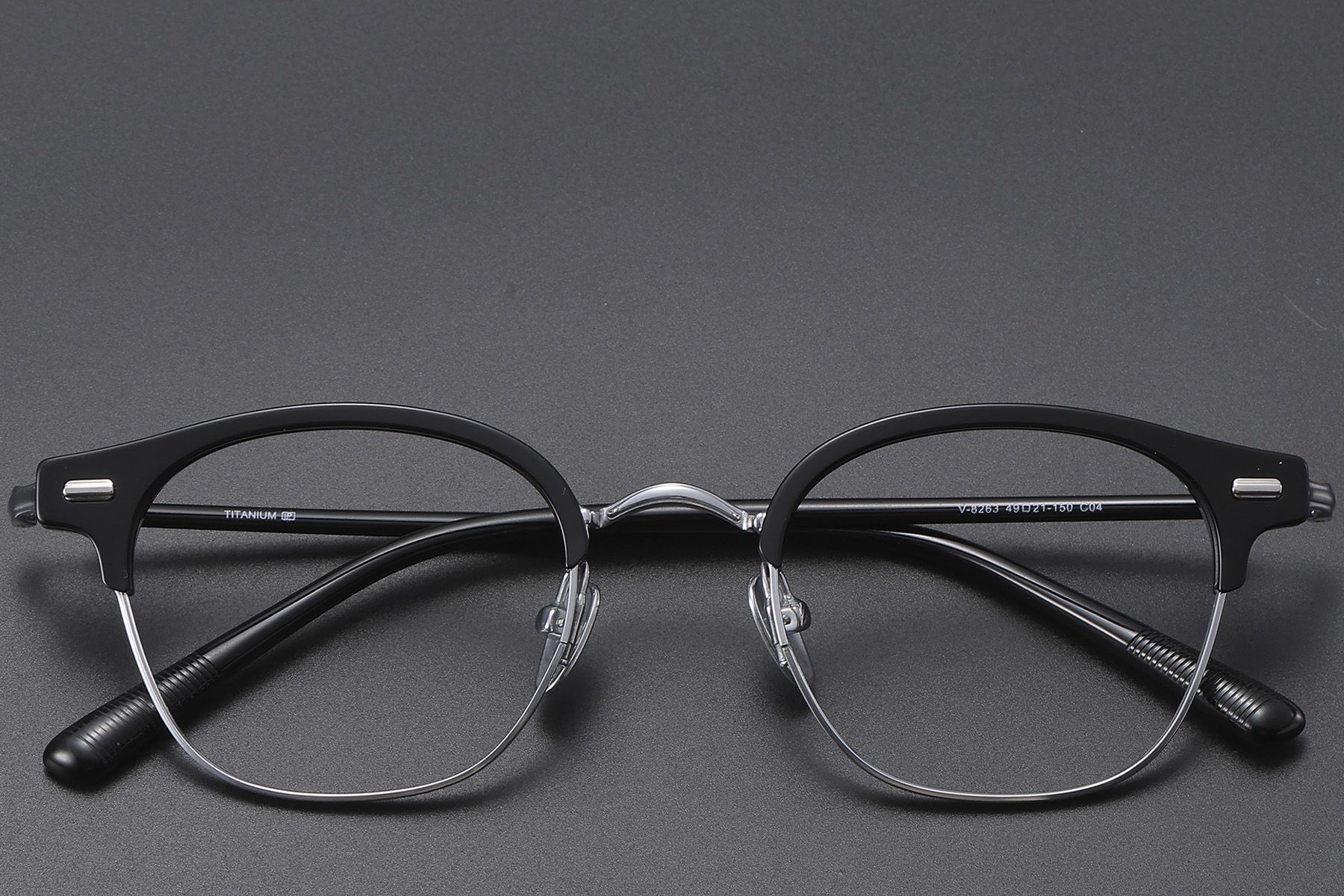 Semi-rimless Black Metal Glasses #BS1913-0609
