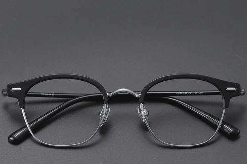 Lunettes semi-cerclées en métal noir #BS1913-0609