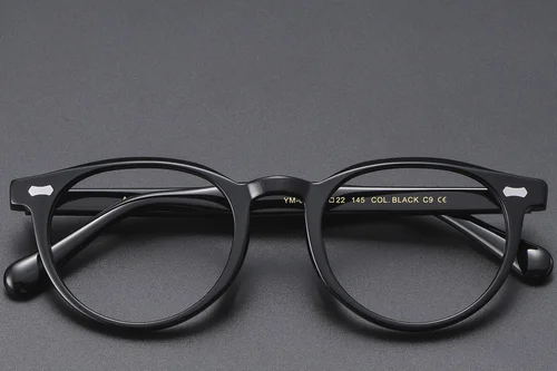 Lunettes ovales en acétate noir #BS1913-0613
