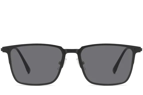 Lunettes de soleil rectangulaires noires TR90 à clip #BS1913-0619