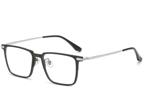Lunettes de soleil rectangulaires noires TR90 à clip #BS1913-0620