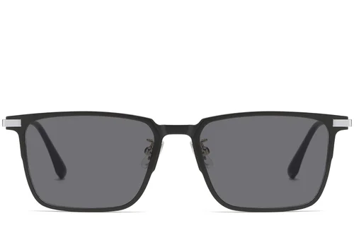 Lunettes de soleil rectangulaires noires TR90 à clip #BS1913-0620