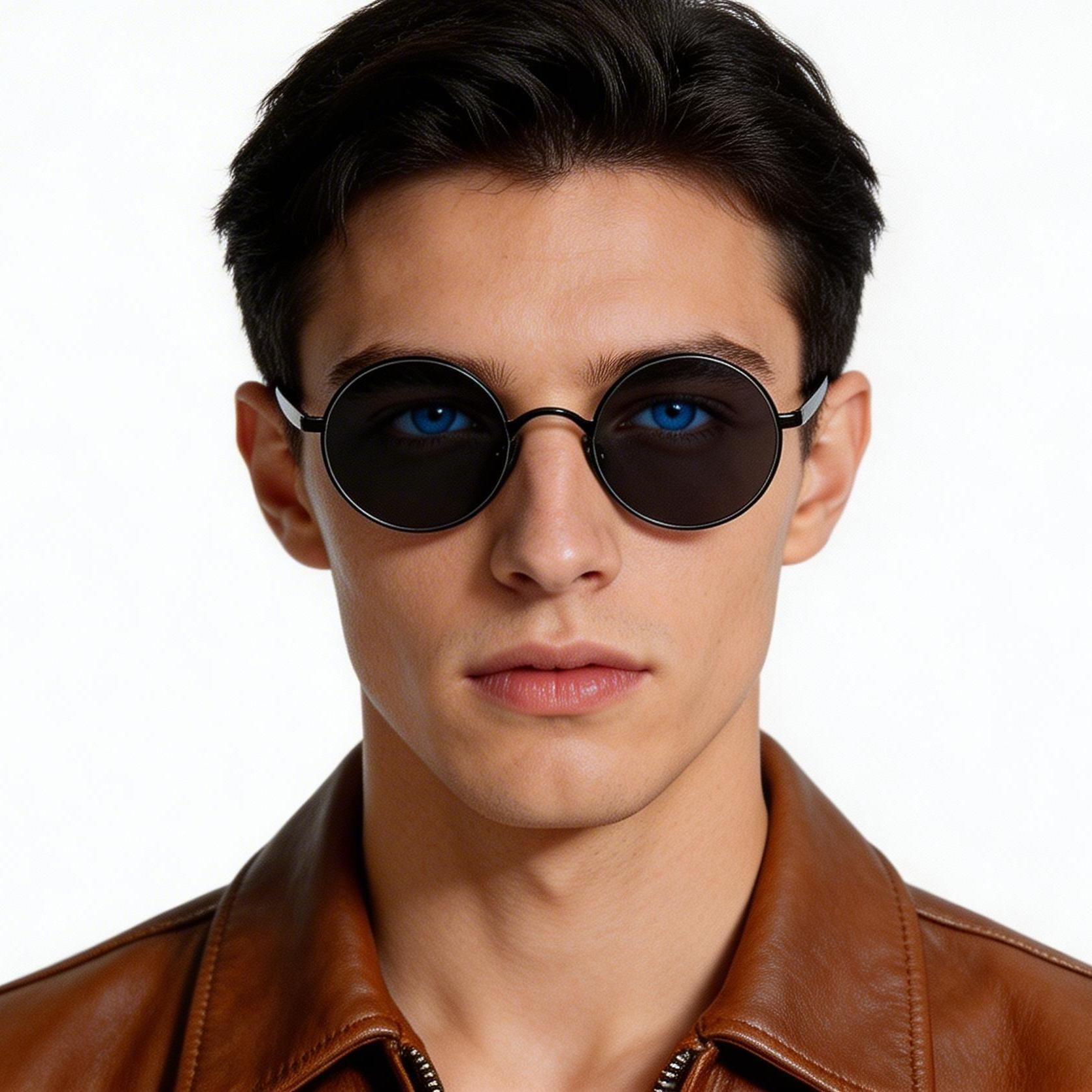 Round Black Titanium Sunglasses #BS1913-0628