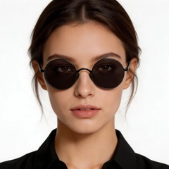 Round Black Titanium Sunglasses #BS1913-0628