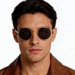Round Golden Titanium Sunglasses #BS1913-0629