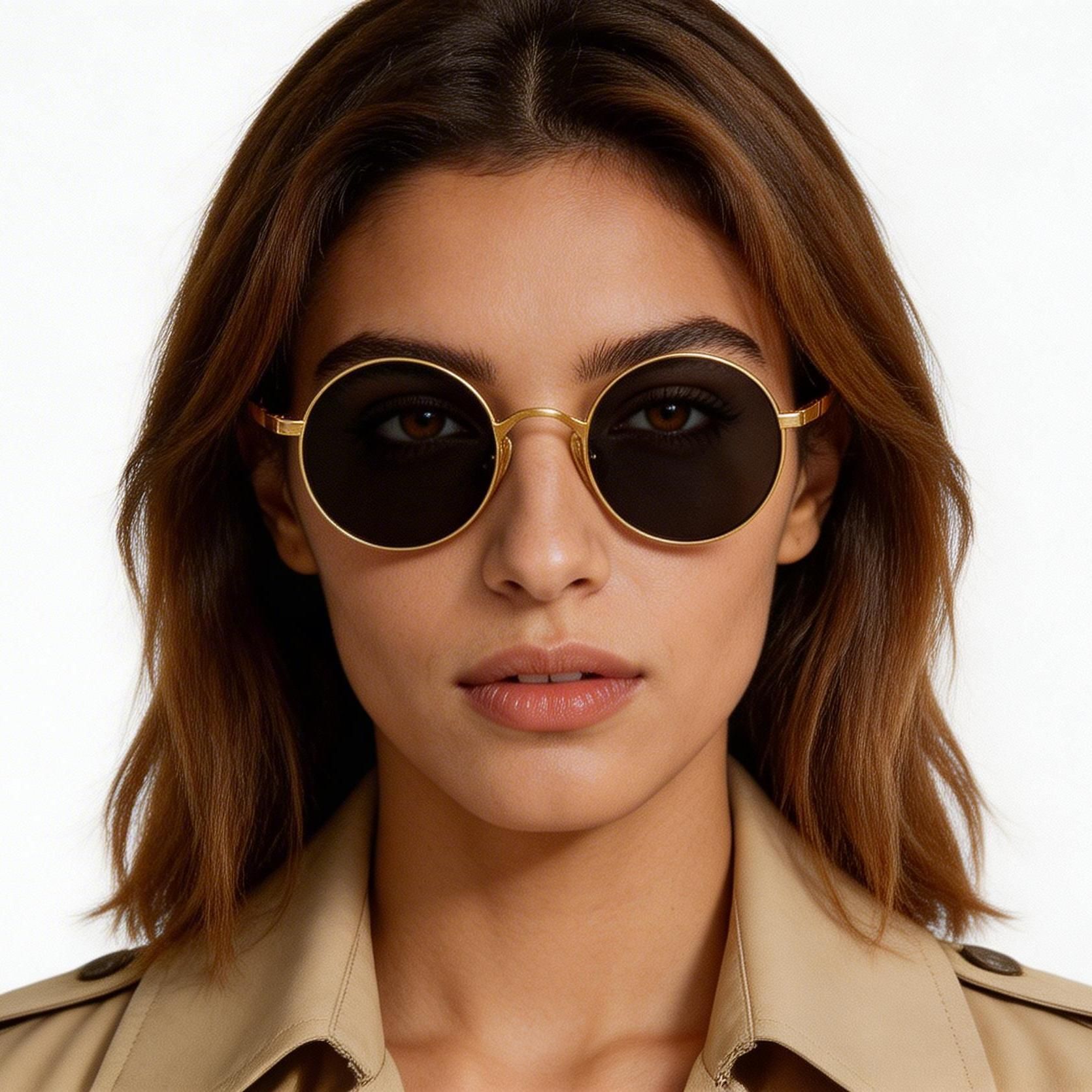 Round Golden Titanium Sunglasses #BS1913-0629