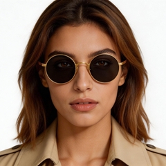 Round Golden Titanium Sunglasses #BS1913-0629