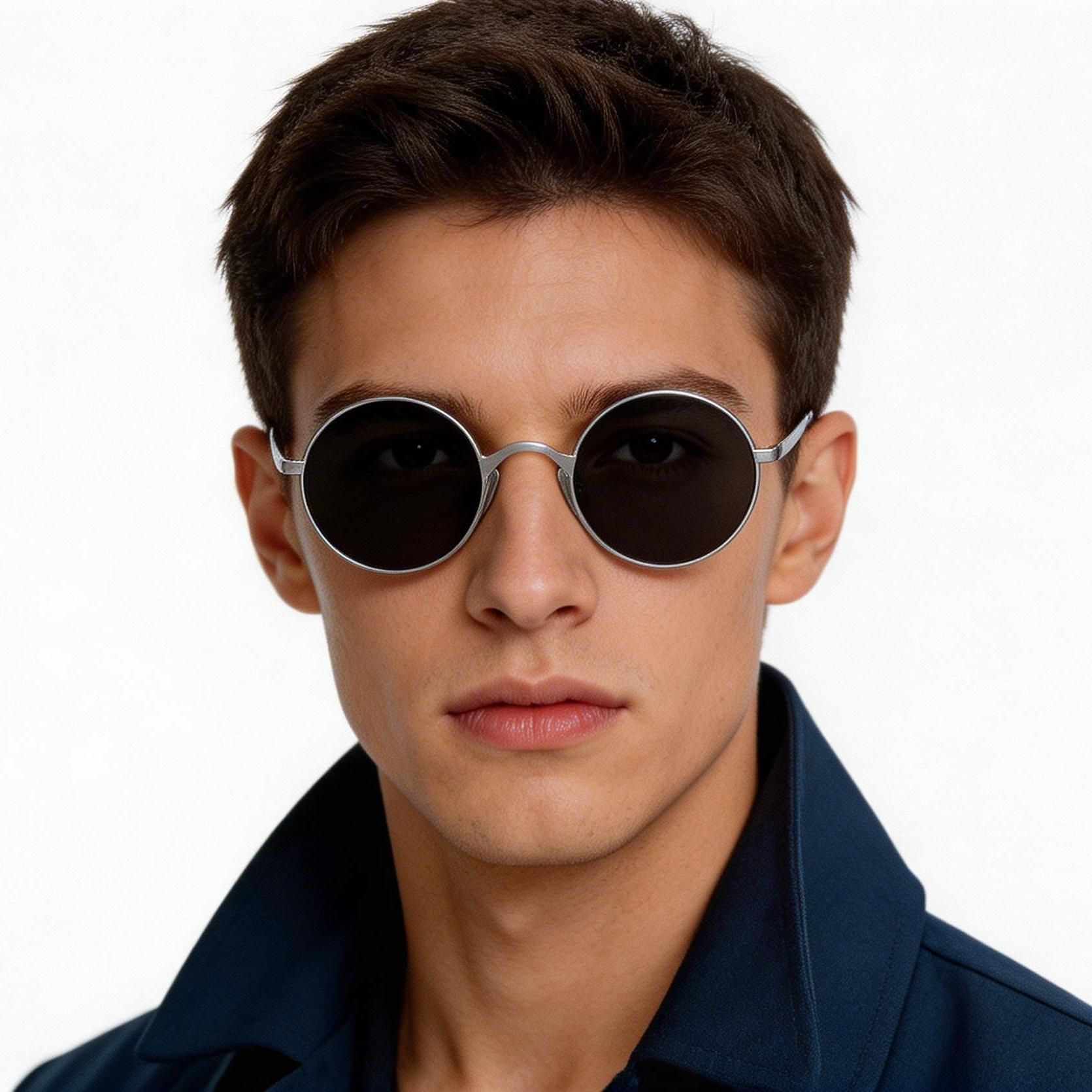 Round Silver Titanium Sunglasses #BS1913-0630