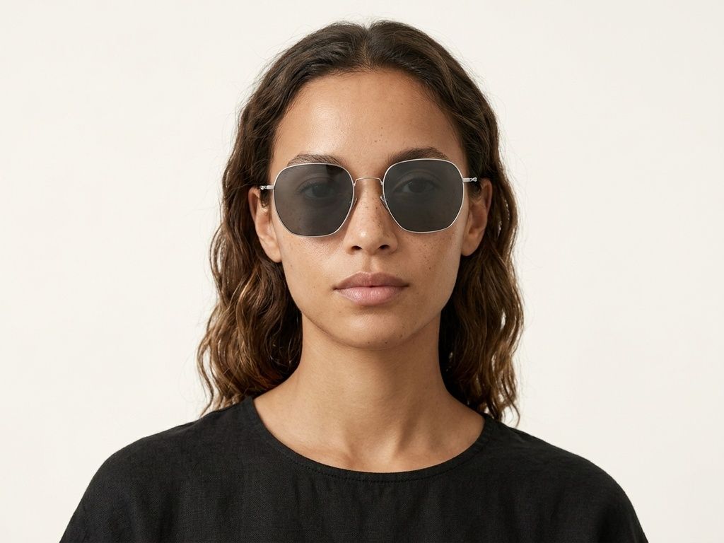 Gafas de sol geométricas grises de titanio #BS1913-0632