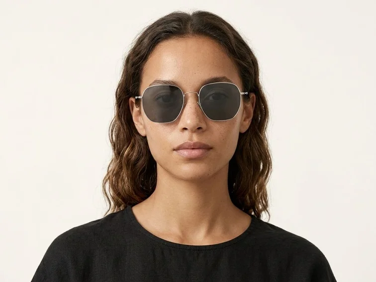Geometric Grey Titanium Sunglasses #BS1913-0632