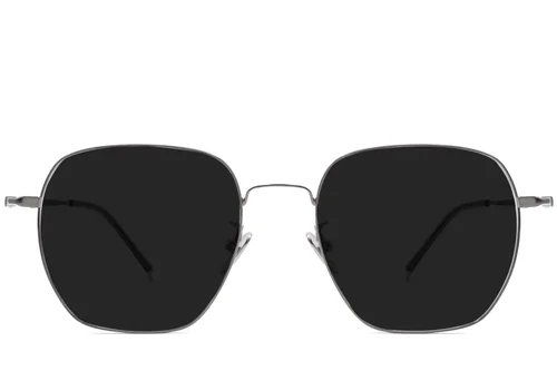 Lunettes de soleil géométriques en titane gris #BS1913-0632