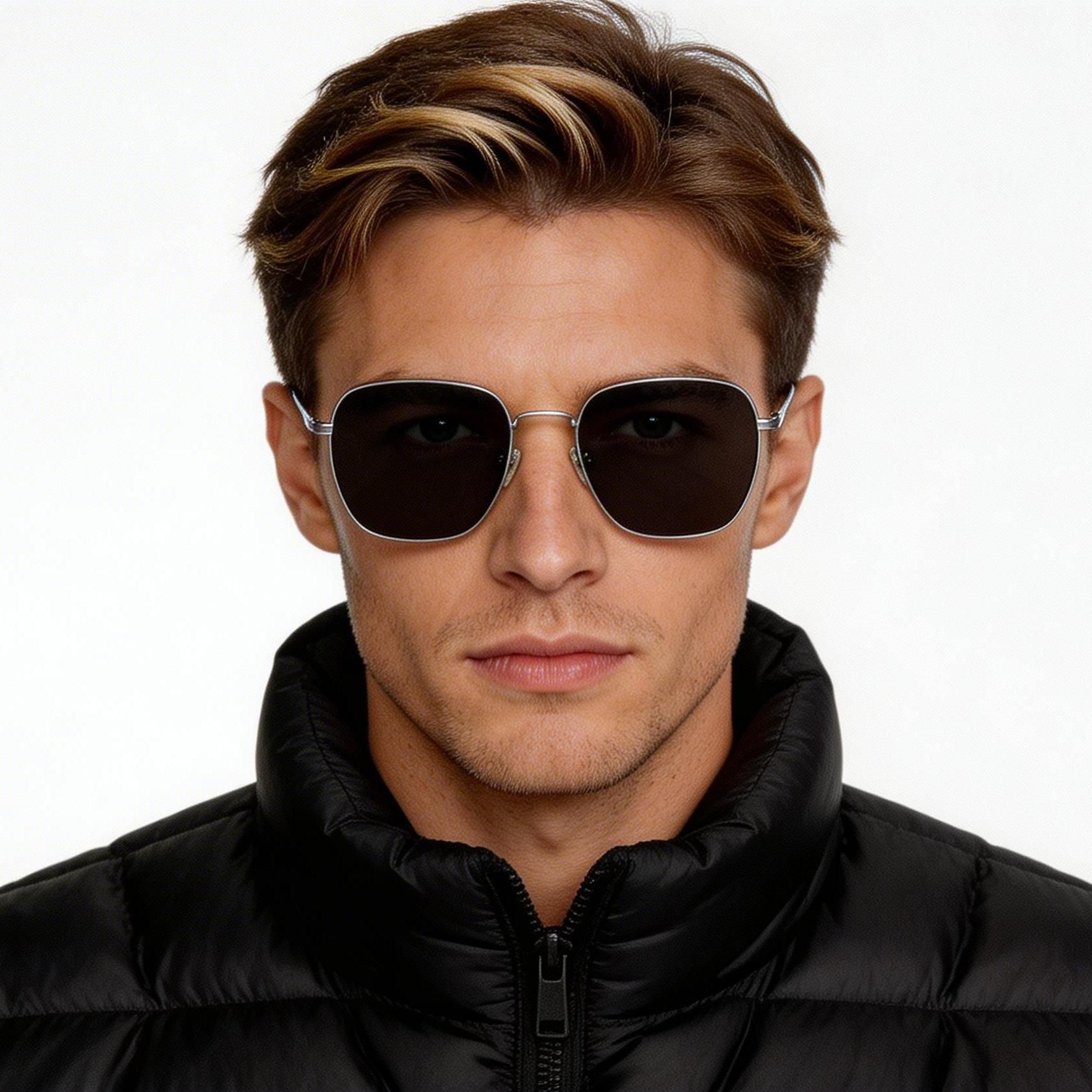 Geometric Grey Titanium Sunglasses #BS1913-0632