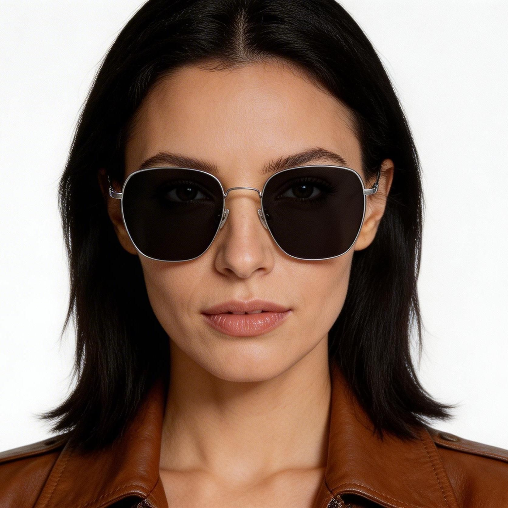 Geometric Grey Titanium Sunglasses #BS1913-0632