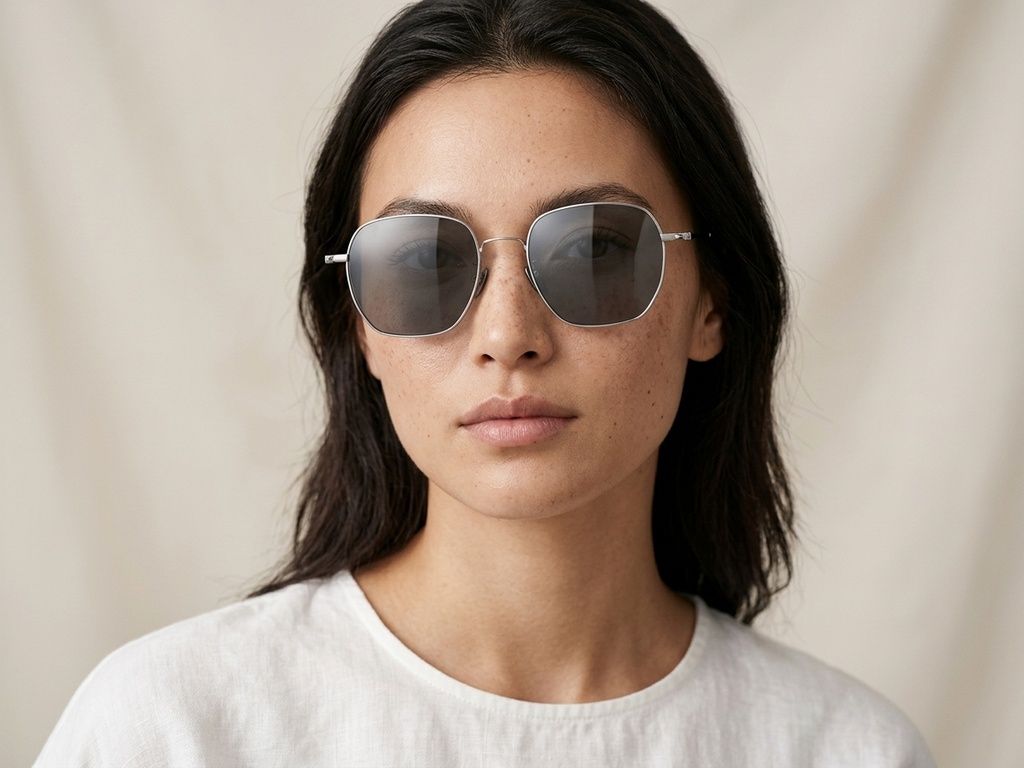Geometric Silver Titanium Sunglasses #BS1913-0633