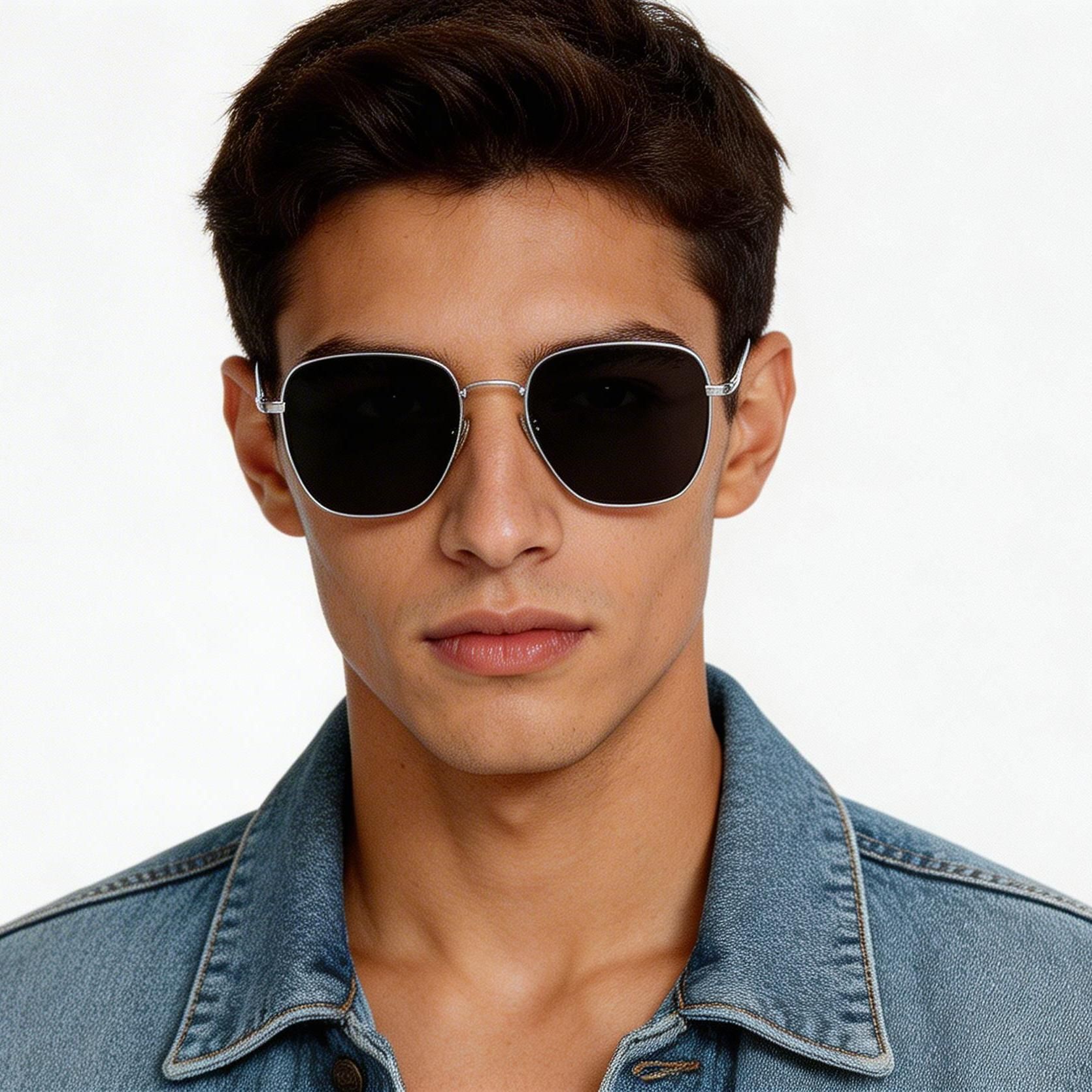 Geometric Silver Titanium Sunglasses #BS1913-0633