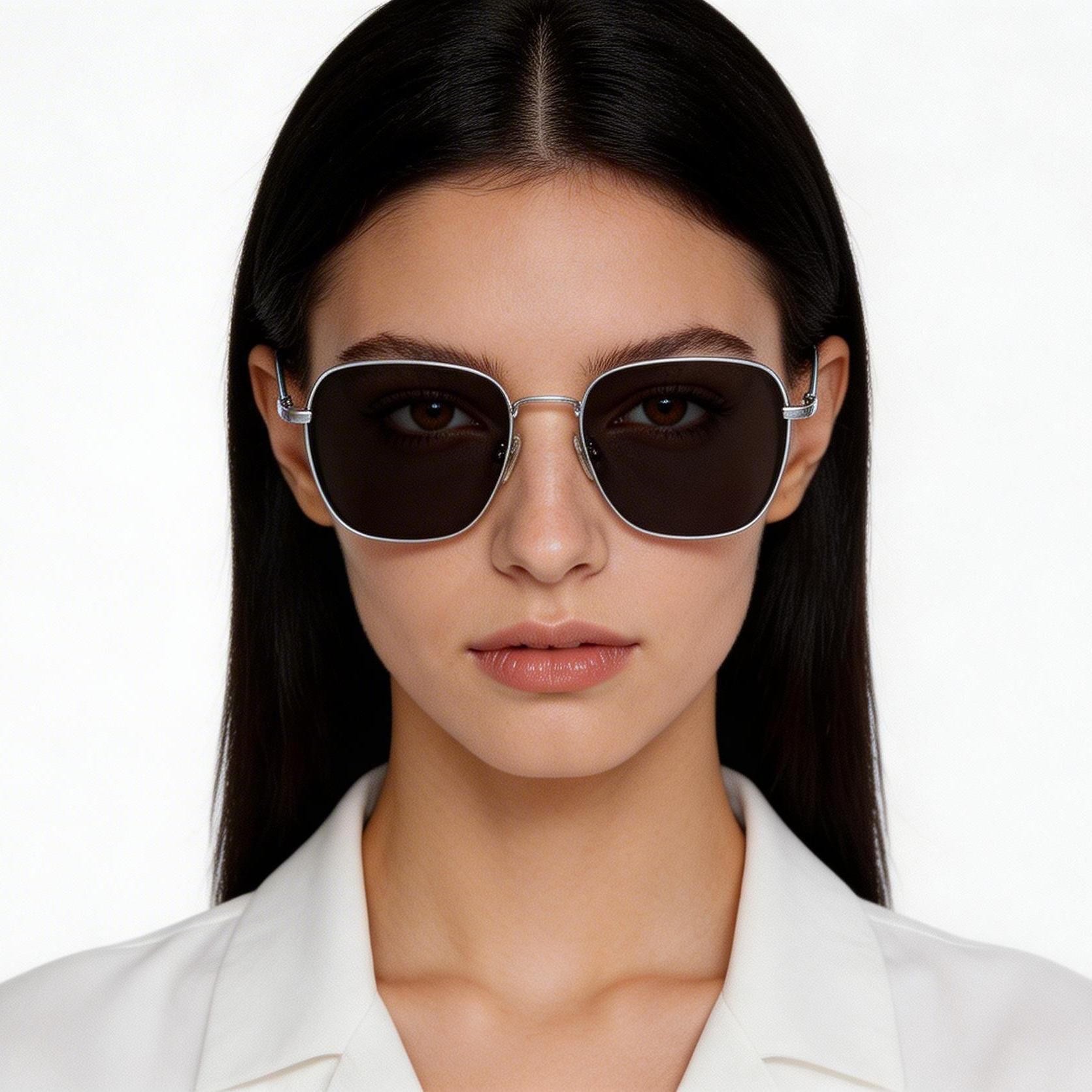 Geometric Silver Titanium Sunglasses #BS1913-0633