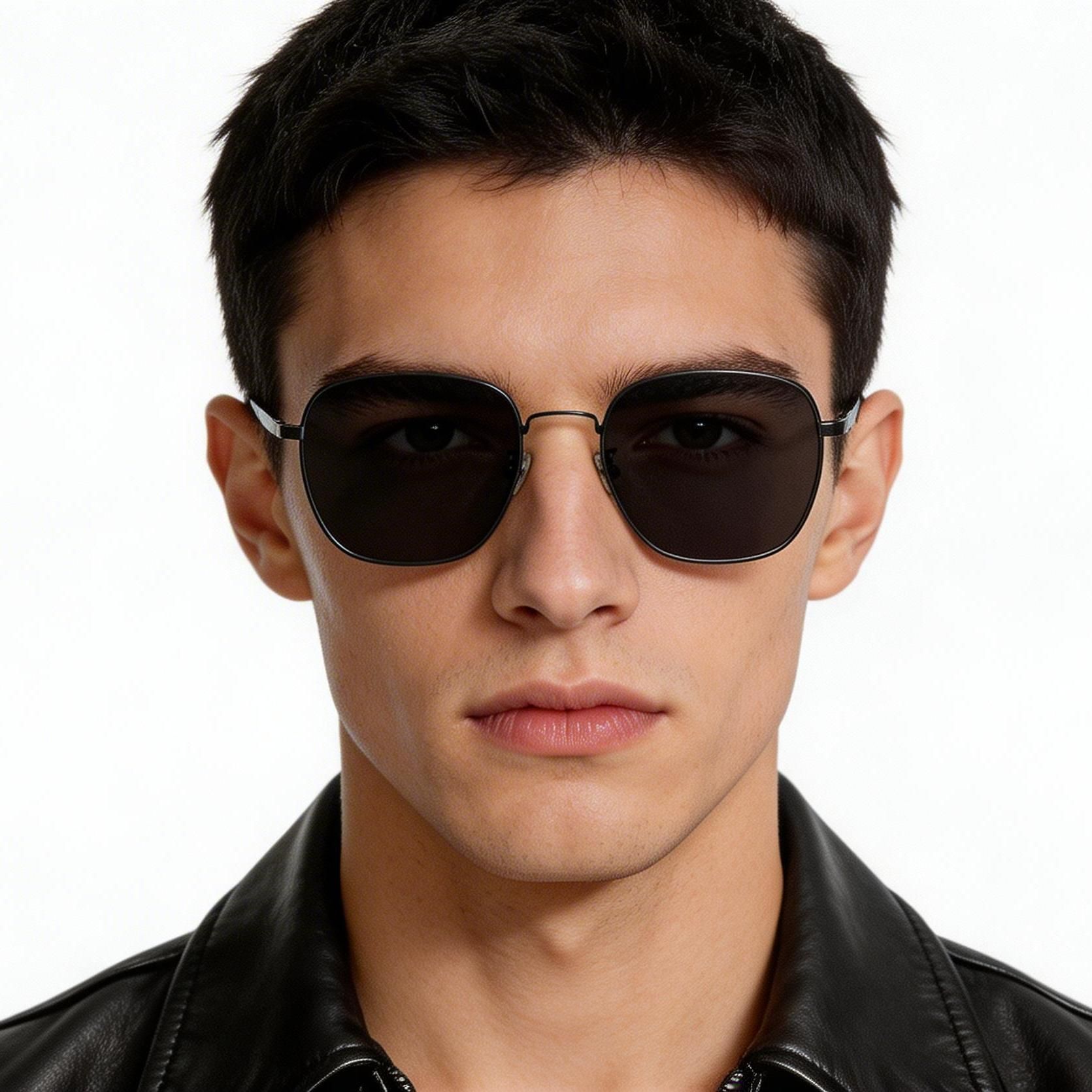 Geometric Black Titanium Sunglasses #BS1913-0635